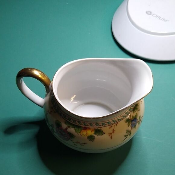 Noritake Amerita  Porcelain Cream Pitcher with Gold Trim Floral Hand Painted - Picture 1 of 7